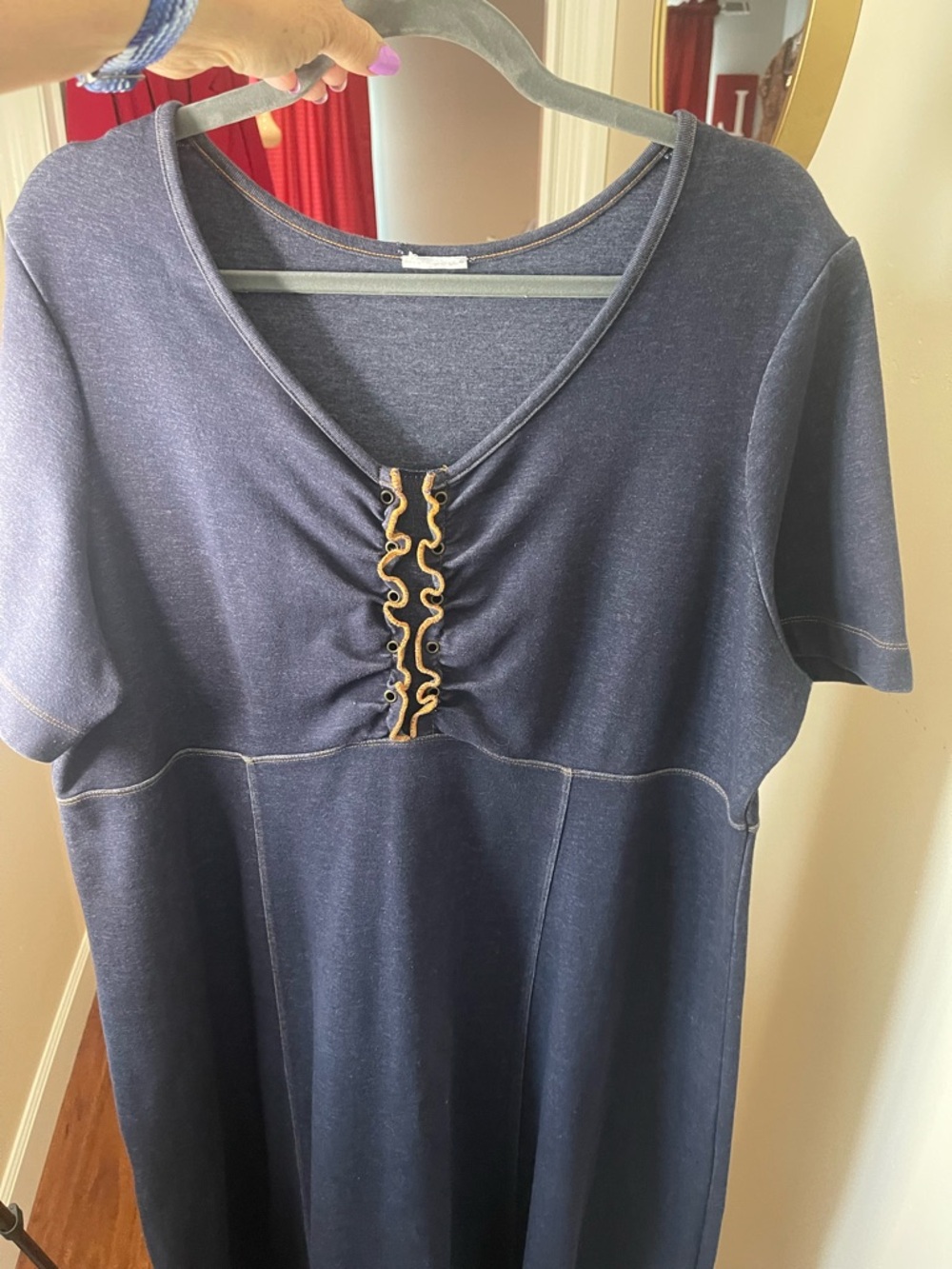 Classic Navy Short-Sleeve A-Line Dress - Picture 6 of 8